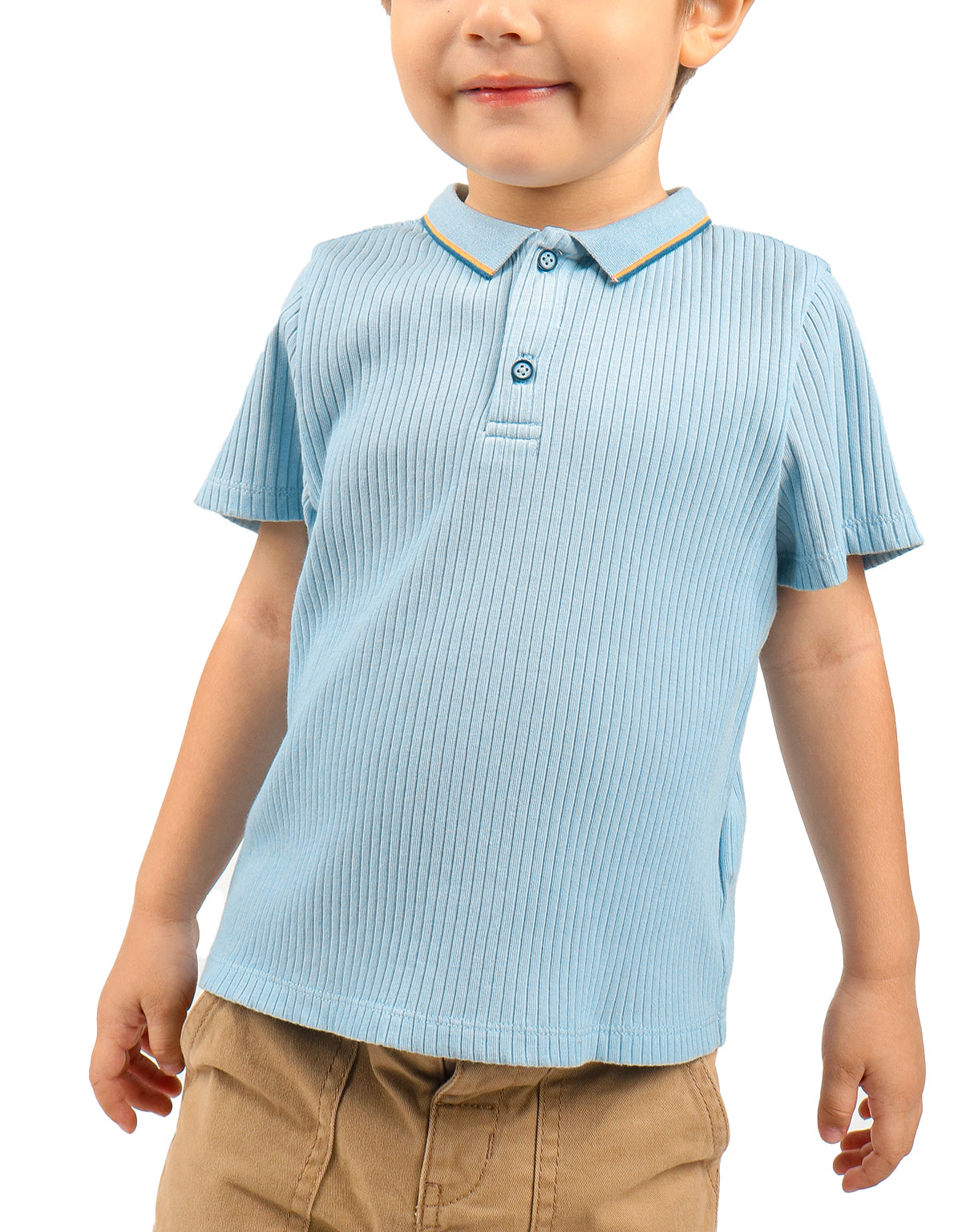 BABY BOYS POLO SHIRT WITH STRIPEY CUFFS AND COLLAR