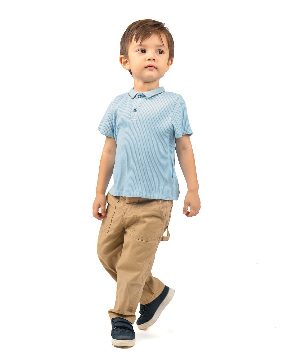 BABY BOYS POLO SHIRT WITH STRIPEY CUFFS AND COLLAR