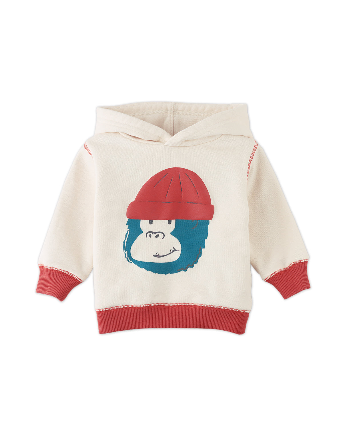 BABY GREGORY HOODED SWEATSHIRT OFFWHITE WITH GORILLA HEAD GRAPHIC