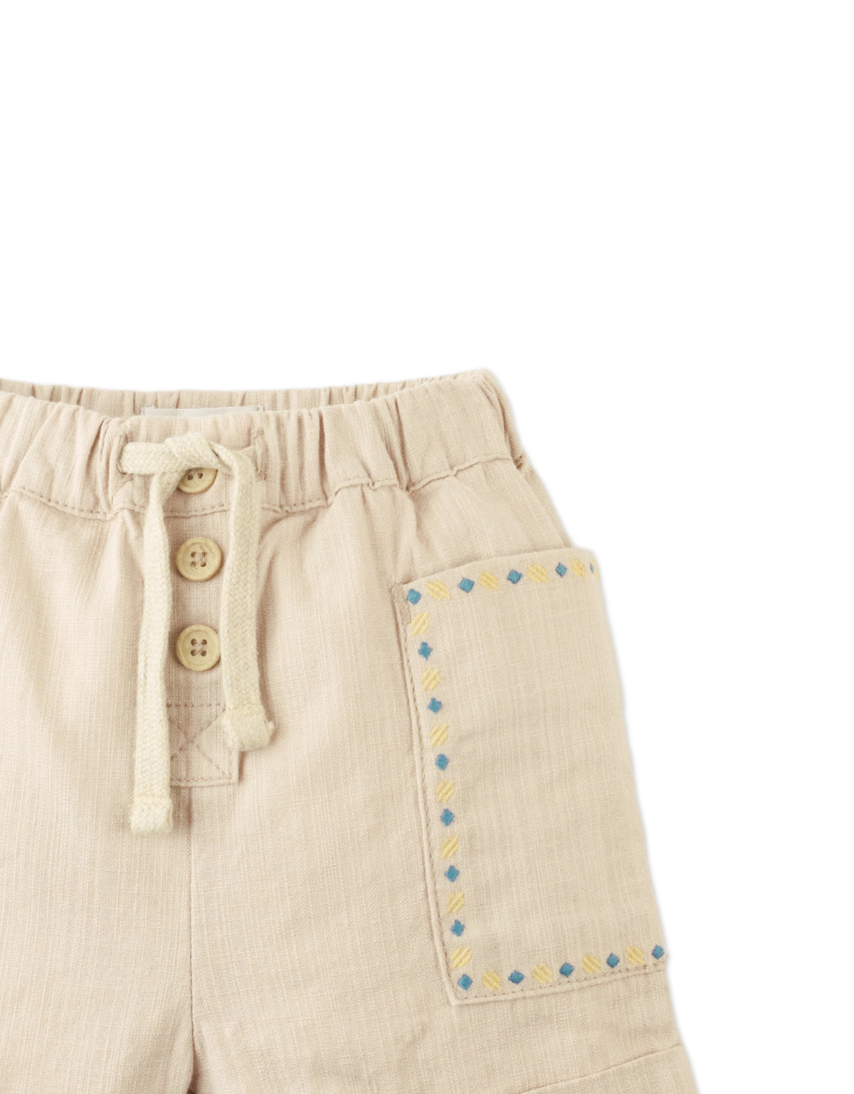 BABY KURT PULL-ON SHORTS WITH EMBROIDERED DETAILS