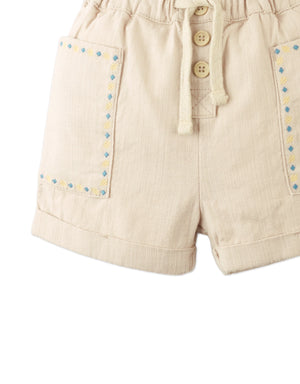 Baby Kurt Pull-On Shorts With Embroidered Details style detail