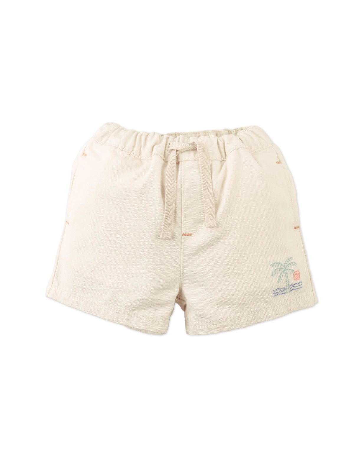 BABY HOMER EMBROIDERED PULL-ON SHORTS WITH DRAWSTRING