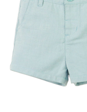 Baby Roy Linen Shorts With Back Welt Pocket close-up detail