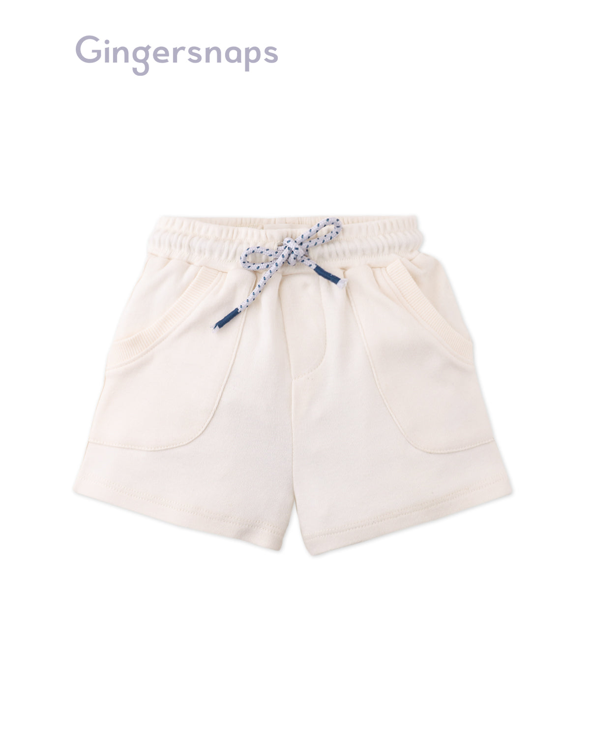Full front catalog image featuring the Lenny Pull-On Shorts with Ribbed Details worn by young boy model from the streetwear-inspired collection of Gingersnaps Philippines.