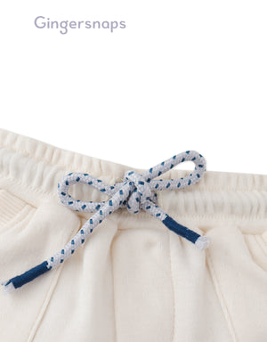 Flatlay front view of the Baby Lenny Pull-On Shorts with Ribbed Details showcasing the easy pull-on waistband from the Streetwear Inspired collection of Filipino kids fashion brand Gingersnaps.