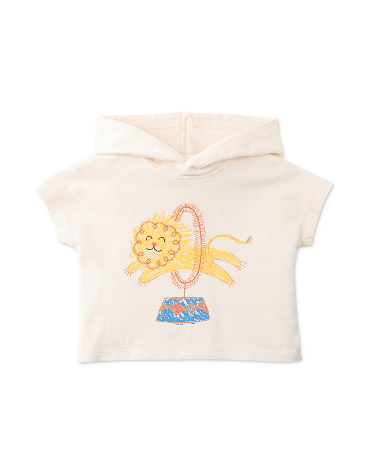 BABY FLETCHER HOODED TOP WITH PRINT AND EMBROIDERED JUMPING LION DETAIL