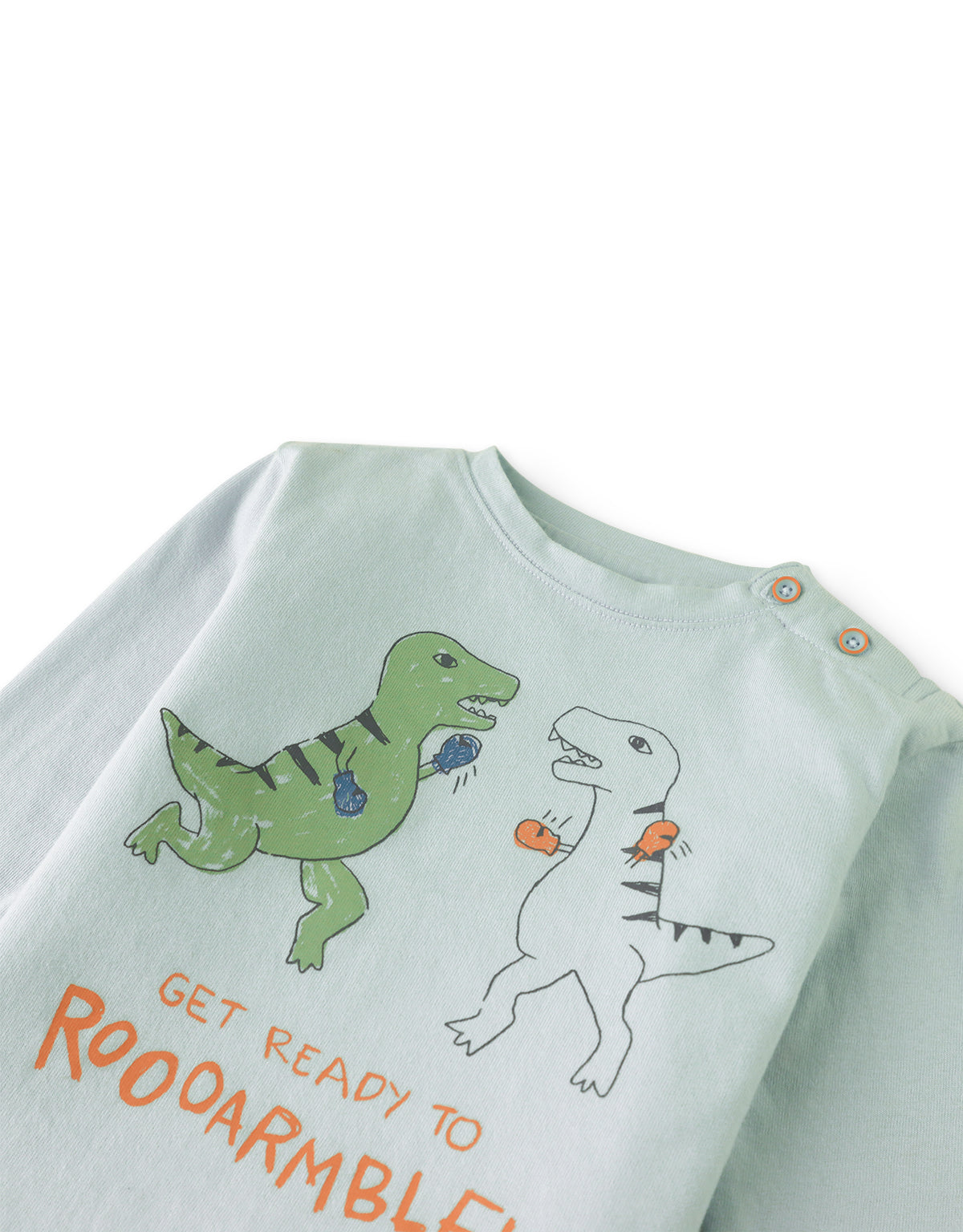 BABY YAEL LONG SLEEVES T-SHIRT MIST WITH BOXING DINO PRINT