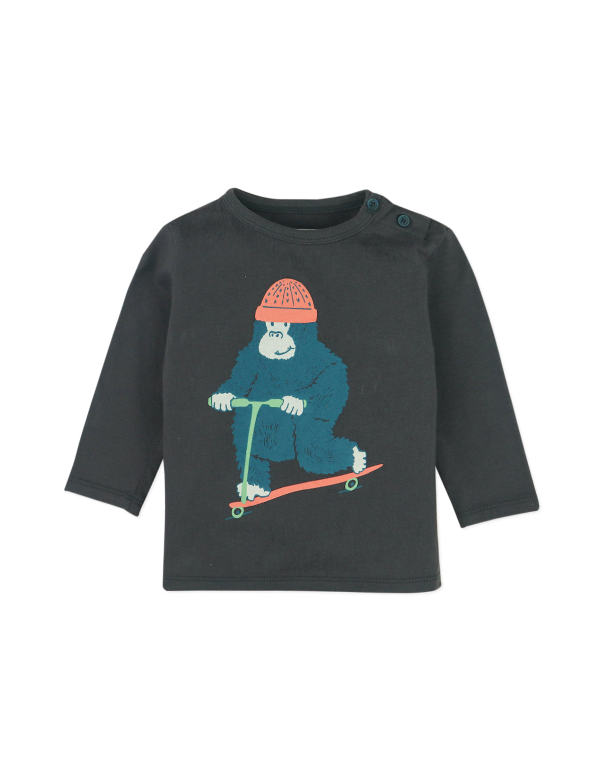 BABY CHARLTON LONG SLEEVES TEE ONYX WITH SCOOTER GORILLA GRAPHIC