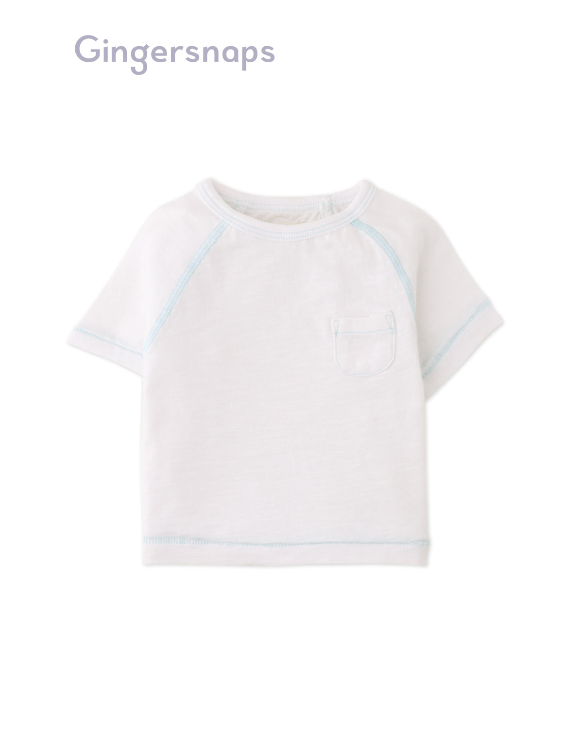 Full front photo of Baby Kevin Jersey Raglan Tee in white showing soft cotton slub fabric and easy-fit raglan sleeve design, from the Holiday collection of Filipino kids fashion brand Gingersnaps Philippines.