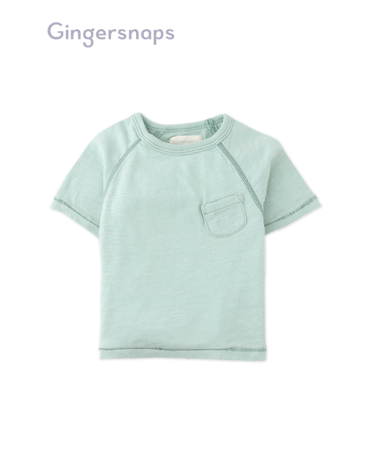 Full front photo of Baby Kevin Jersey Raglan Tee in green showing soft cotton slub fabric and easy-fit raglan sleeve design, from the Holiday collection of Filipino kids fashion brand Gingersnaps Philippines.