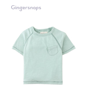 Full front photo of Baby Kevin Jersey Raglan Tee in green showing soft cotton slub fabric and easy-fit raglan sleeve design, from the Holiday collection of Filipino kids fashion brand Gingersnaps Philippines.