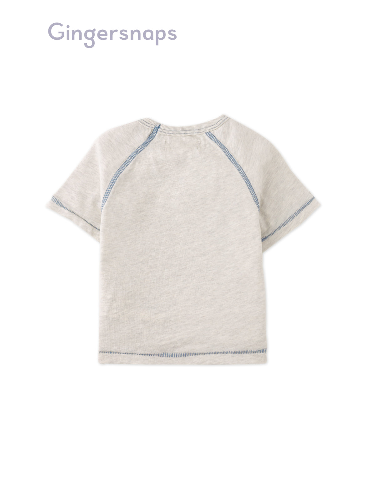 Full back photo of Baby Kevin Jersey Raglan Tee in gray showing a relaxed baby fit and smooth back finish, from the Holiday collection of Filipino kids fashion brand Gingersnaps Philippines.