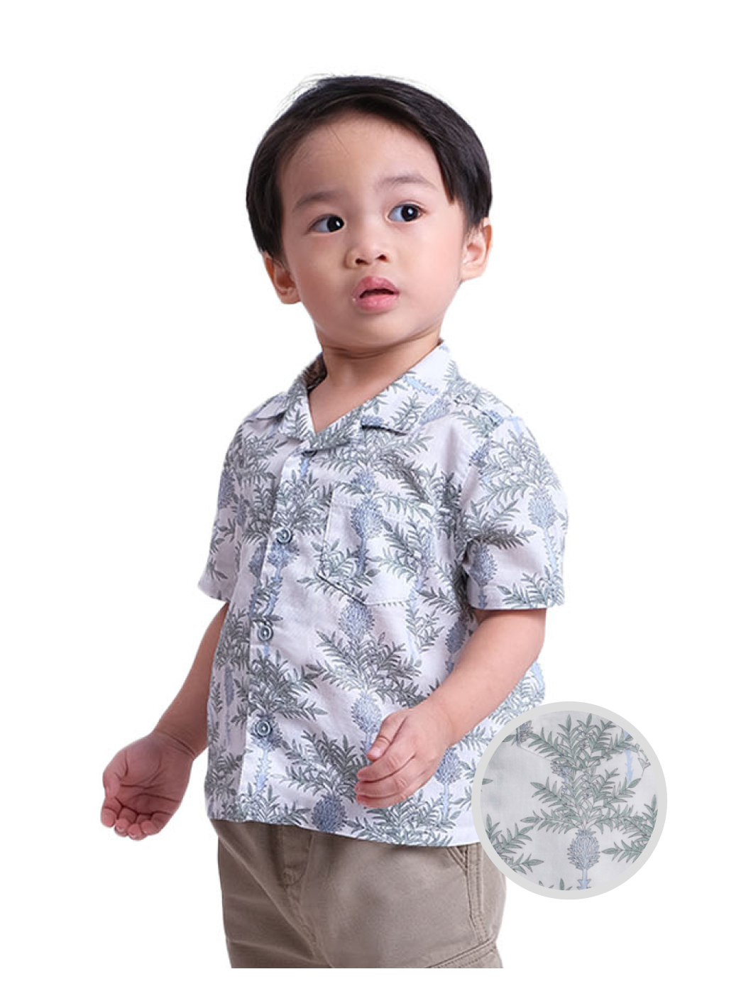 BABY BOYS SPIKY PALMS ALOHA SHIRT