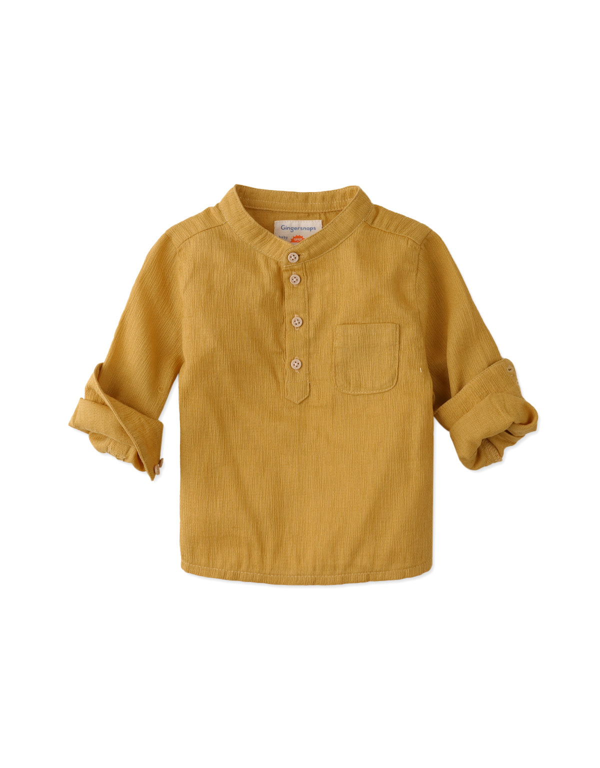 BABY BOYS CRUMPLED MANDARIN COLLAR SHIRT