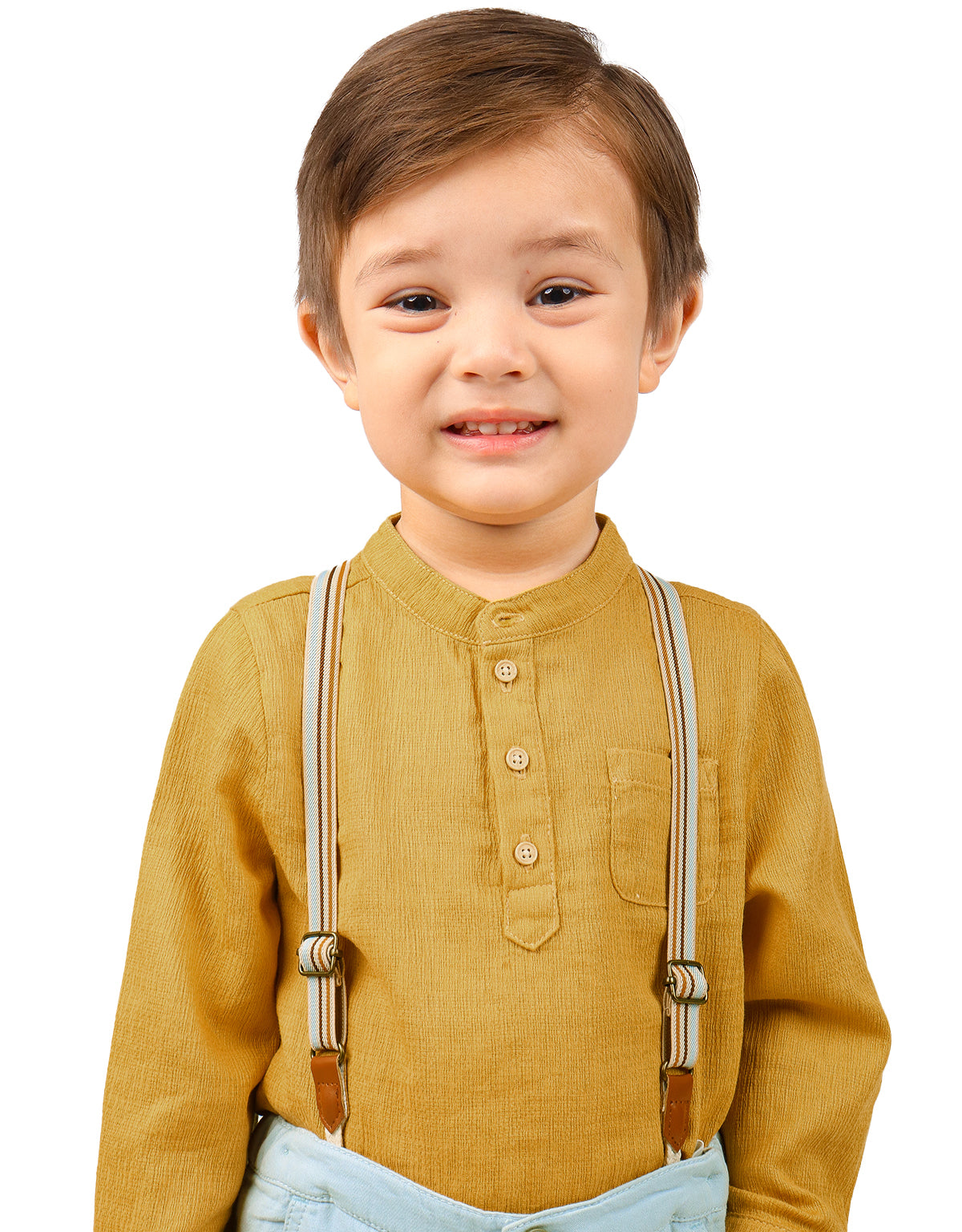 BABY BOYS CRUMPLED MANDARIN COLLAR SHIRT