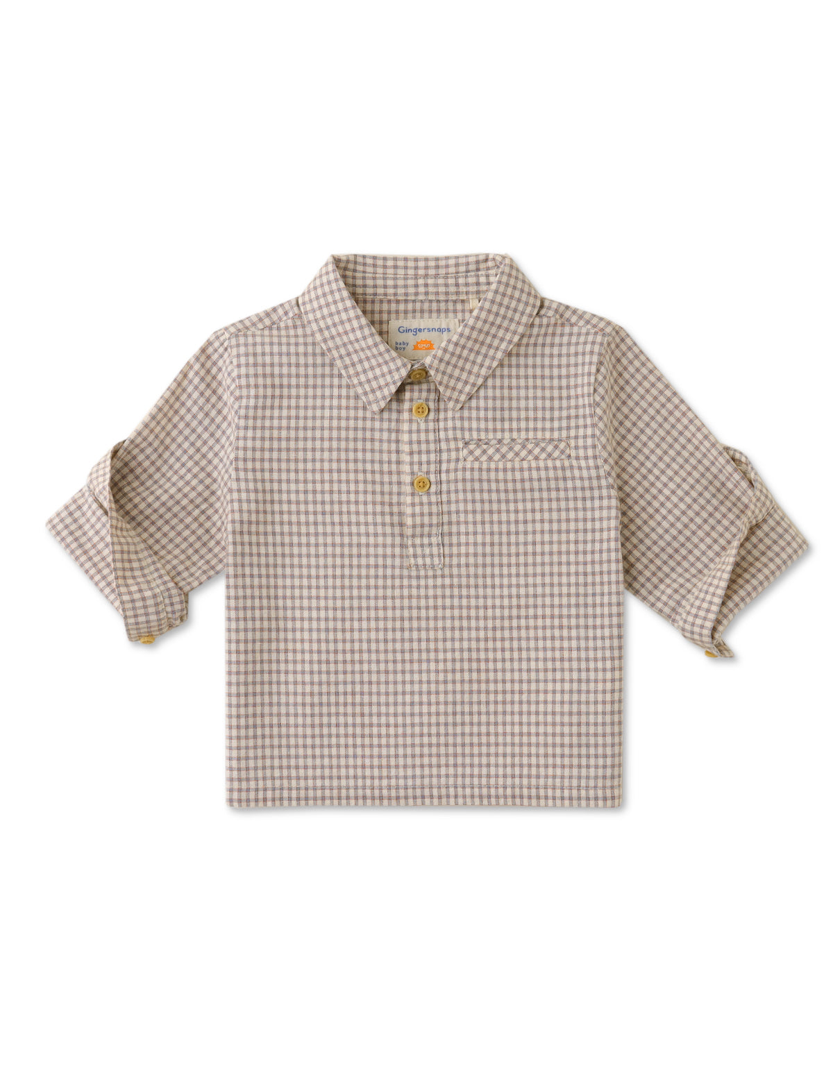 BABY BOYS MINI COLLAR GINGHAM SHIRT