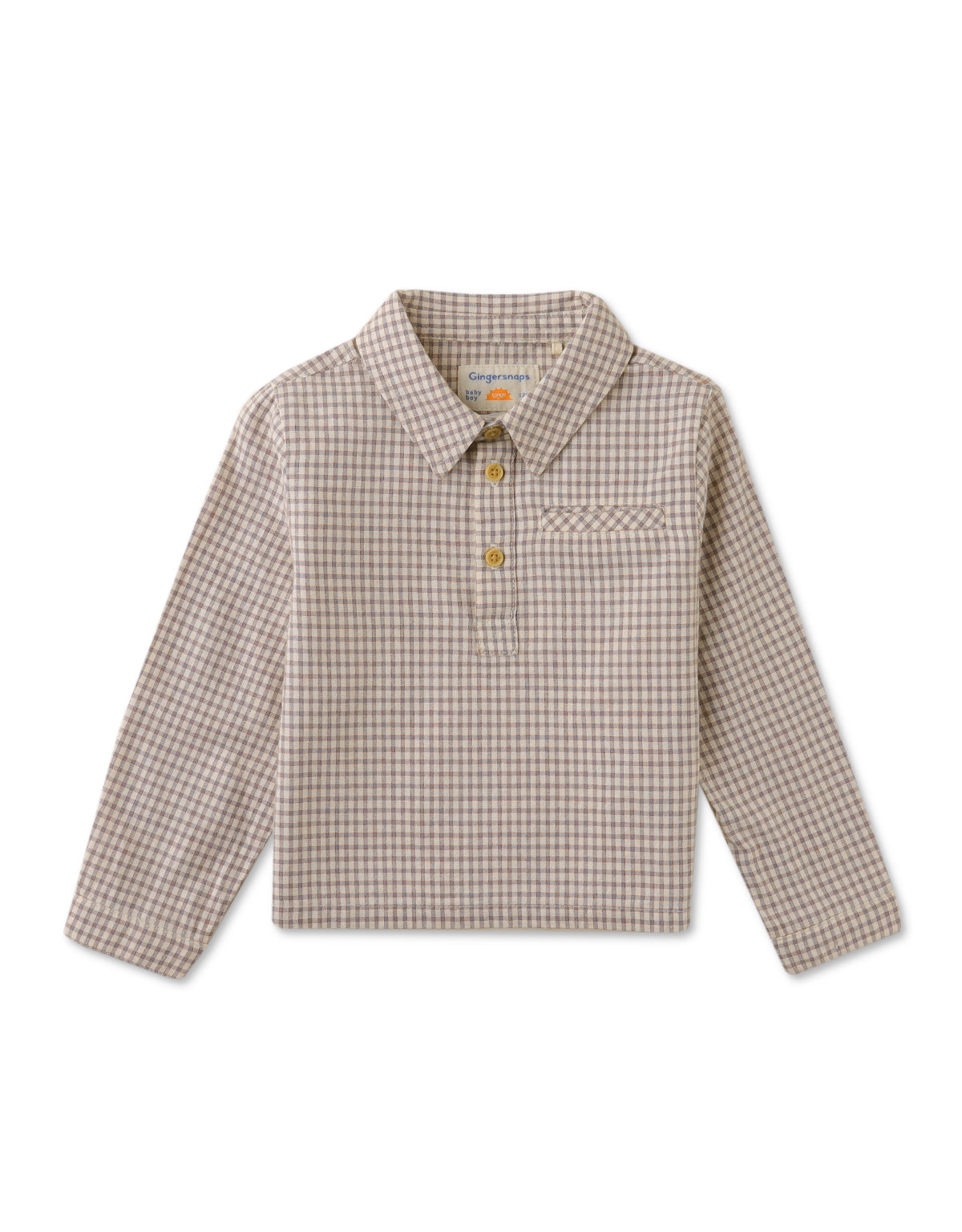 BABY BOYS MINI COLLAR GINGHAM SHIRT