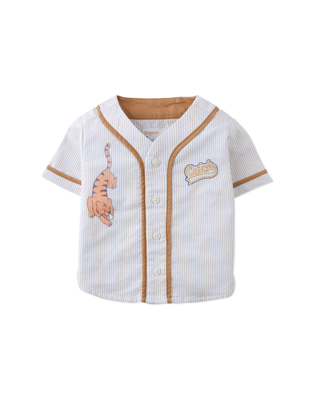 BABY DEREK BASEBALL SHIRT WITH TIGER PRINT