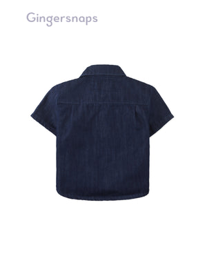 Baby Sidney Denim Shirt With Chinese- Style Buttons outfit styling