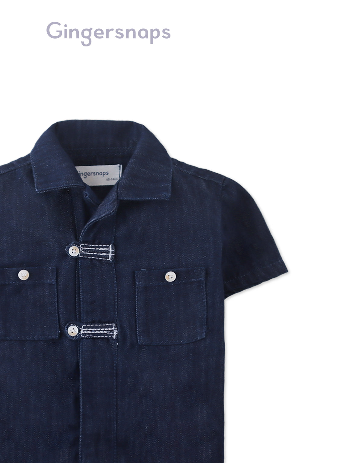 Baby Sidney Denim Shirt With Chinese- Style Buttons style detail