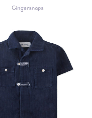 Baby Sidney Denim Shirt With Chinese- Style Buttons style detail