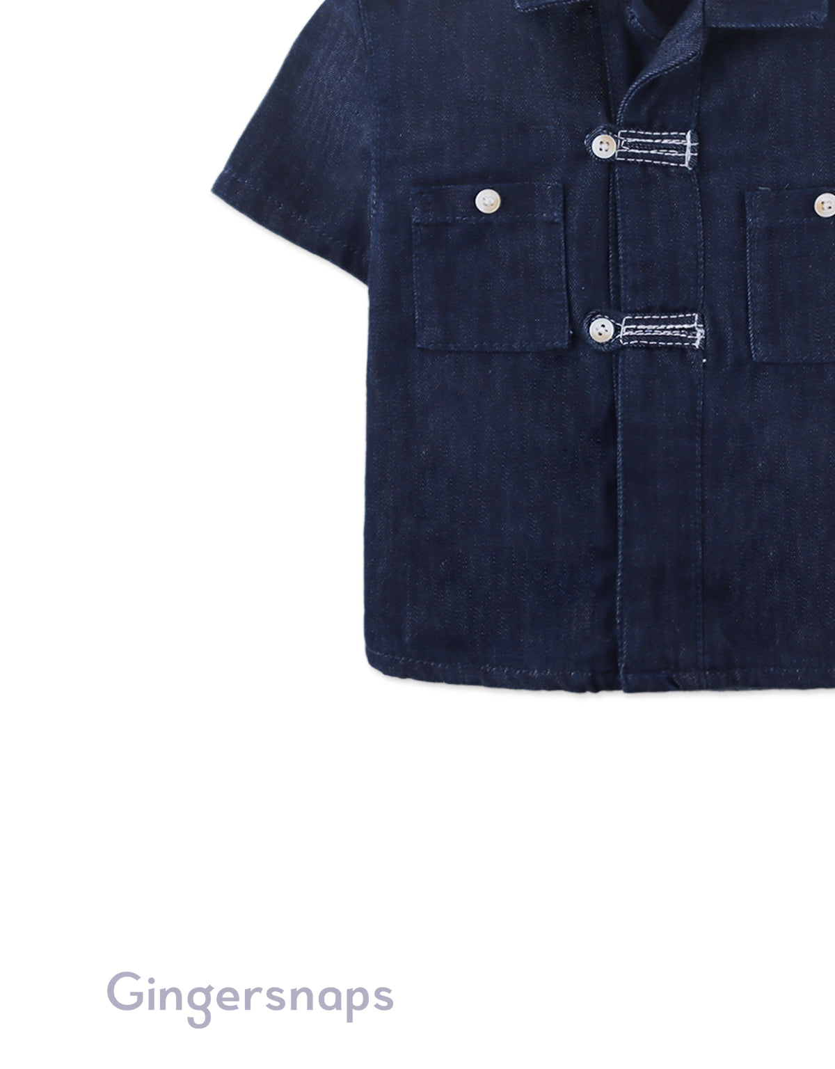 Baby Sidney Denim Shirt With Chinese- Style Buttons close-up detail