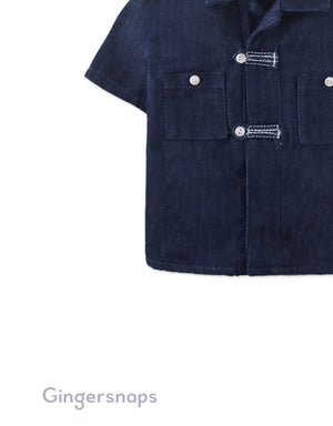 Baby Sidney Denim Shirt With Chinese- Style Buttons close-up detail