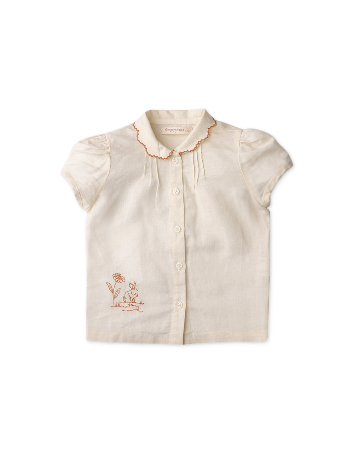 BABY GIRLS BUTTON DOWN BLOUSE WITH EMBROIDERY DETAILS