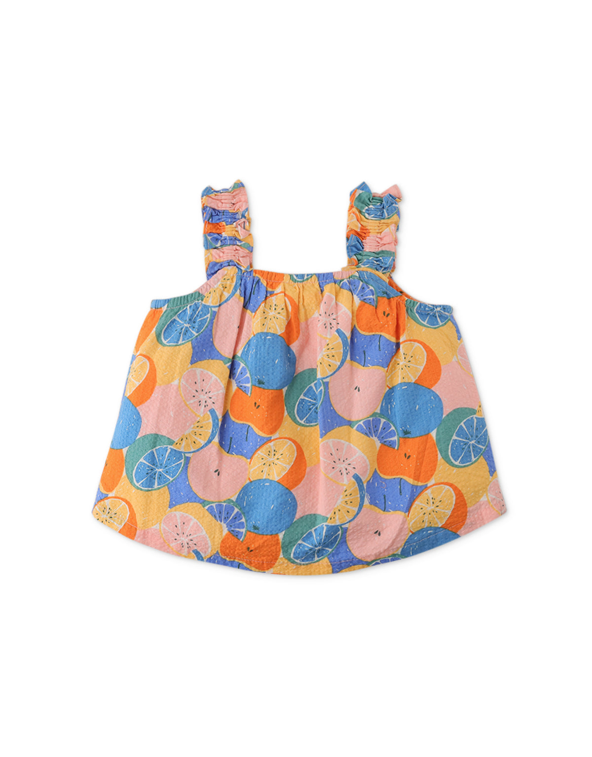 BABY GIRLS ORANGE PRINTED SWING BLOUSE