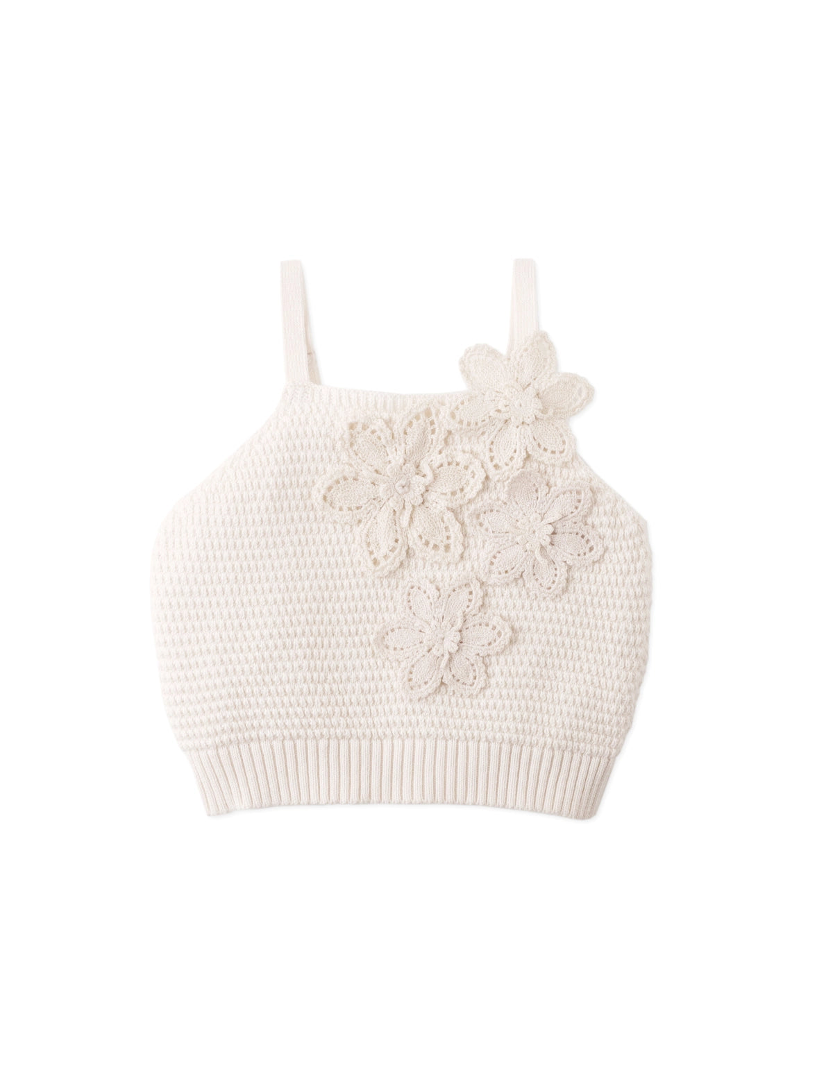 BABY GIRLS CROCHET HALTER TOP WITH FLOWER APPLIQUE