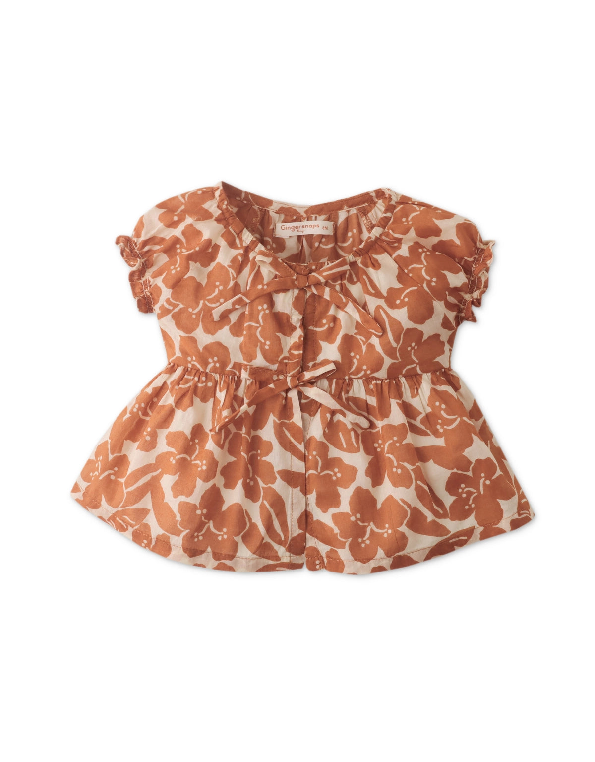 BABY GIRLS FLORAL PRINT EMPIRE BLOUSE WITH TIES