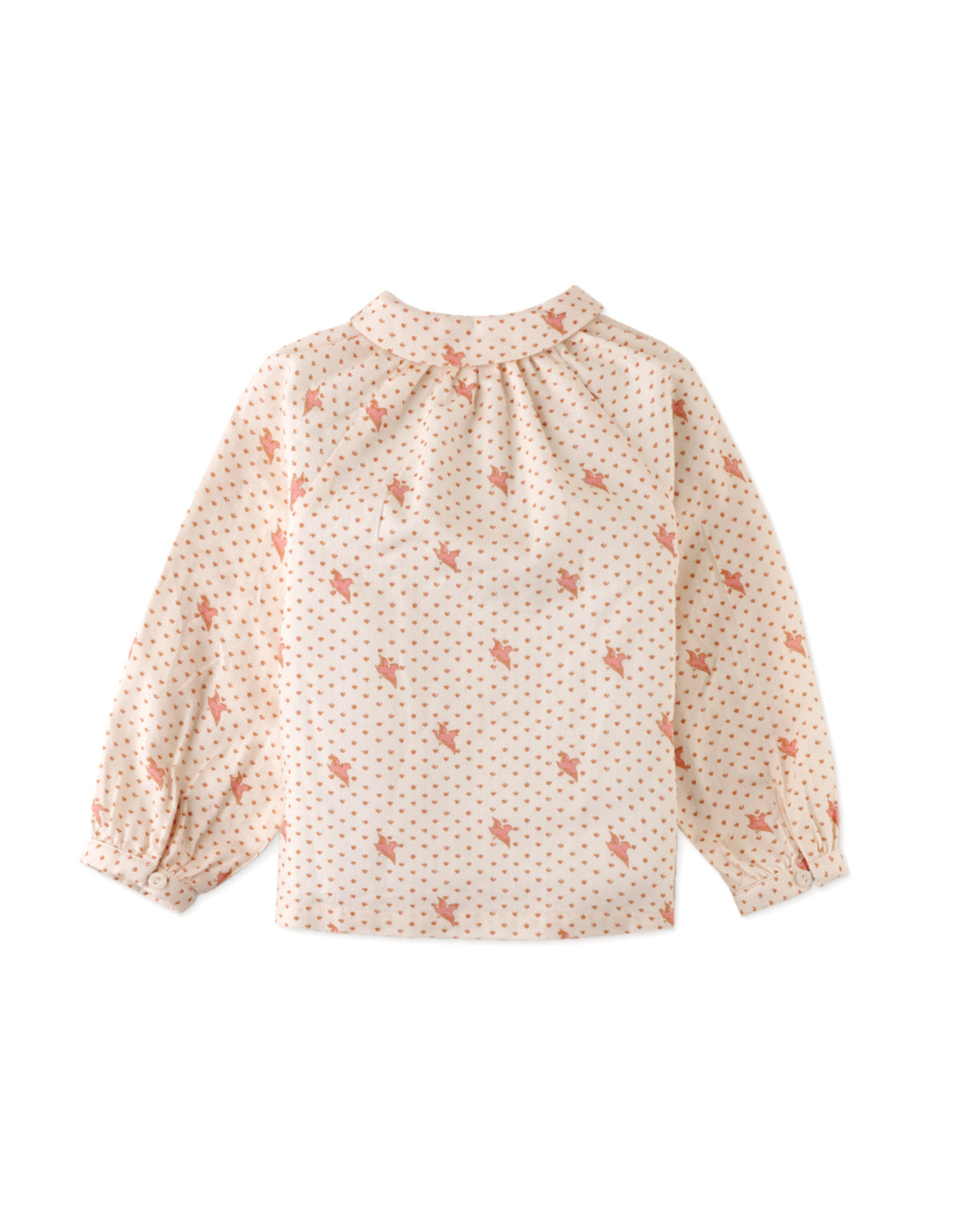 BABY GIRLS BIRD PRINT BLOUSE WITH PETER PAN COLLAR