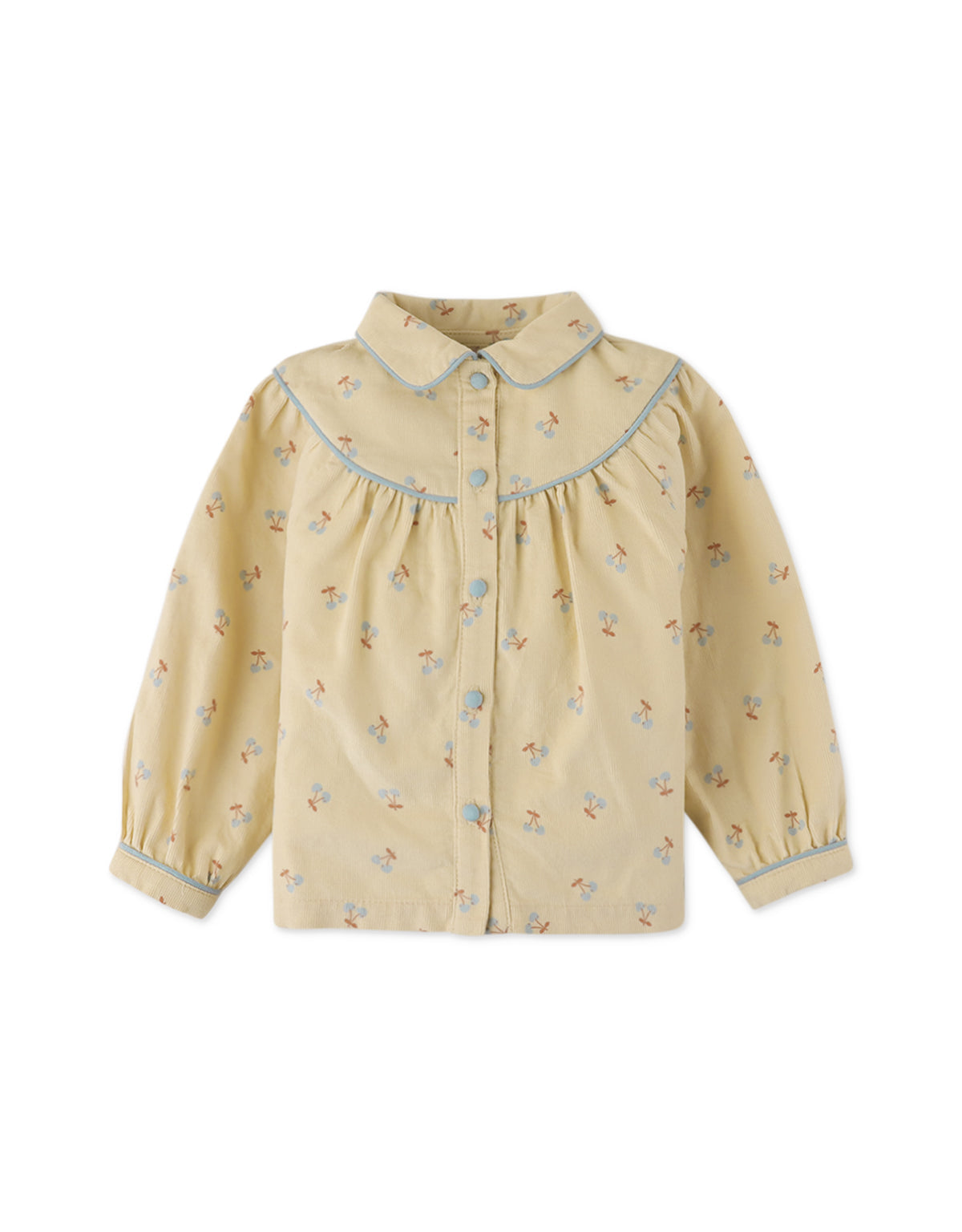 BABY GIRLS CHERRY PRINT BLOUSE WITH CONTRAST COLLAR TIPPING