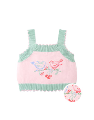 Baby Rosé Combed Cotton Knit Top with Heart Intarsia Design product photo