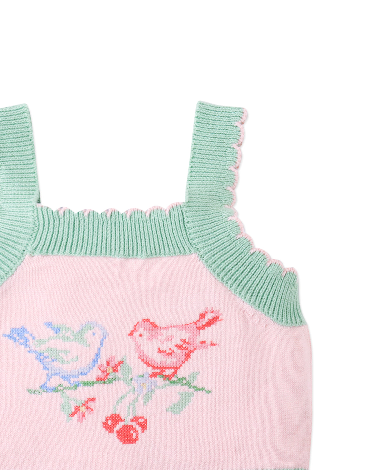 Baby Rosé Combed Cotton Knit Top with Heart Intarsia Design close-up detail
