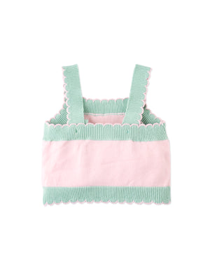 Baby Rosé Combed Cotton Knit Top with Heart Intarsia Design outfit styling
