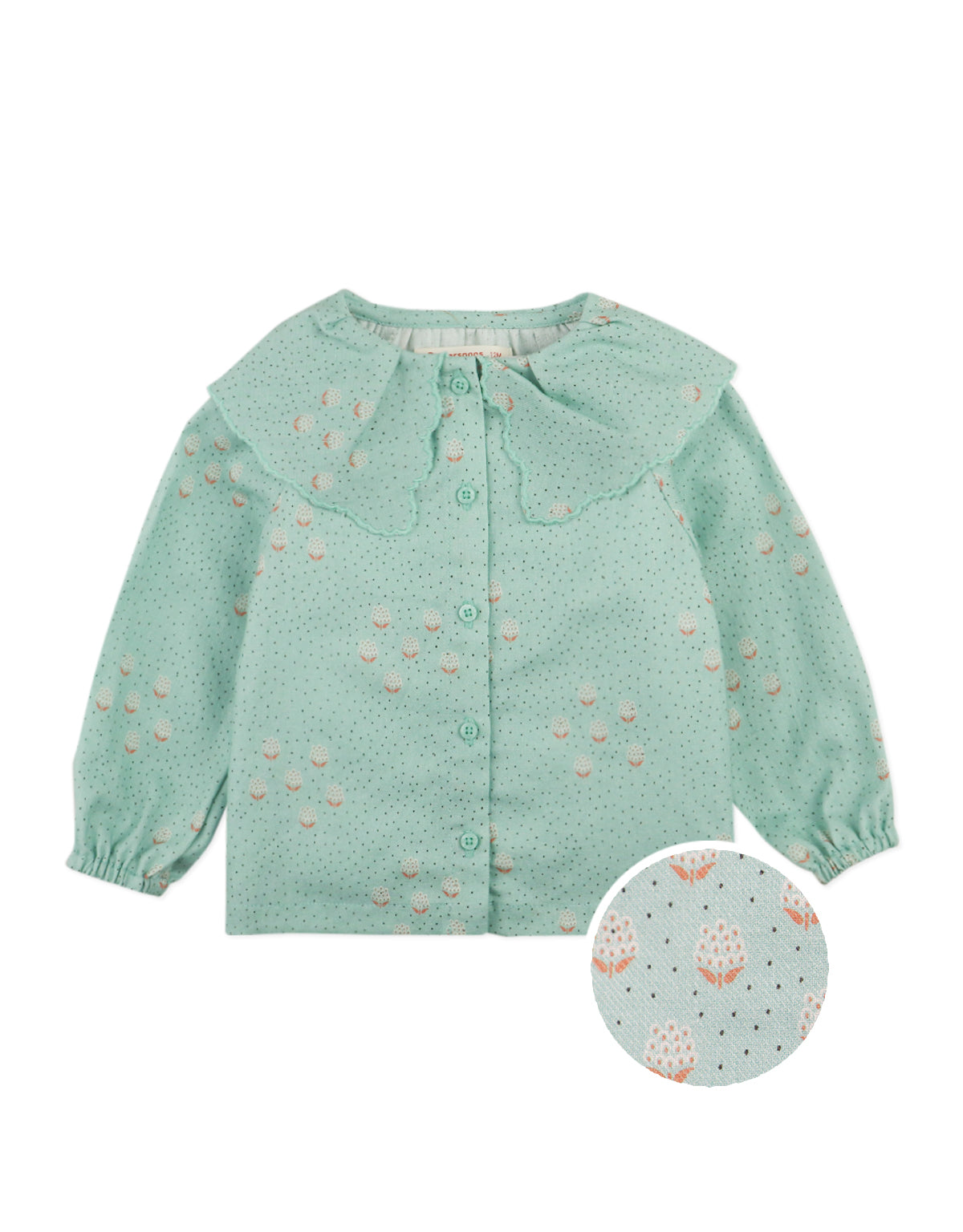 BABY  ELBA LONG SLEEVES BLOUSE MINT GROVE WITH  EMBROIDERED COLLAR