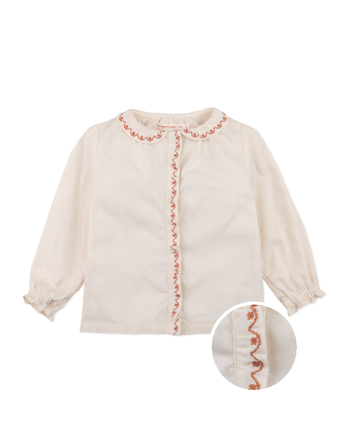 BABY  SARAH LONG SLEEVES BLOUSE OFFWHITE WITH EMBROIDERY AND RUFFLES