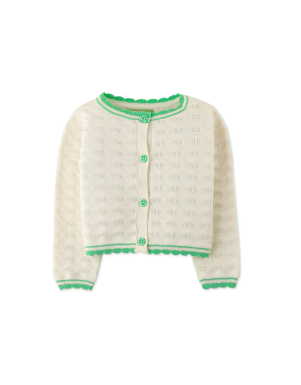 BABY GIRLS WAVE POINTELLE KNIT CARDIGAN