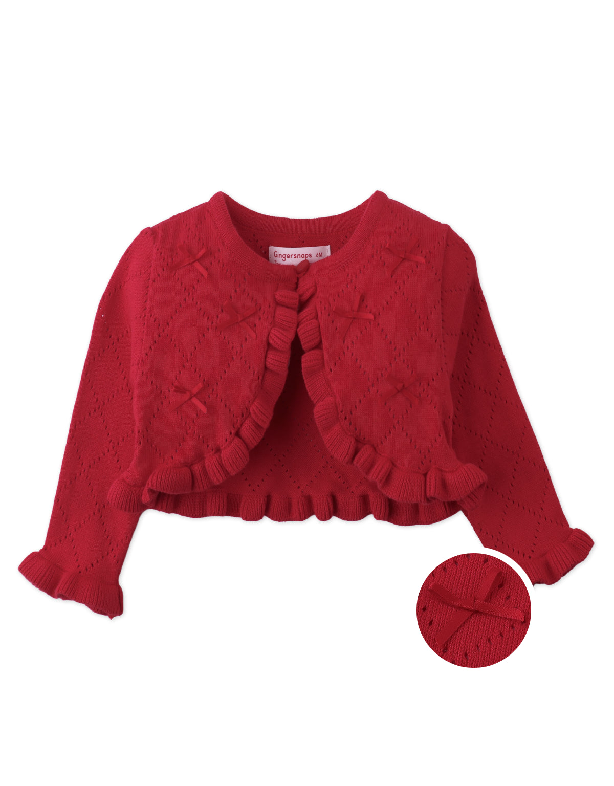 BABY INES KNITTED POINTELLE CARDIGAN WITH BOWS
