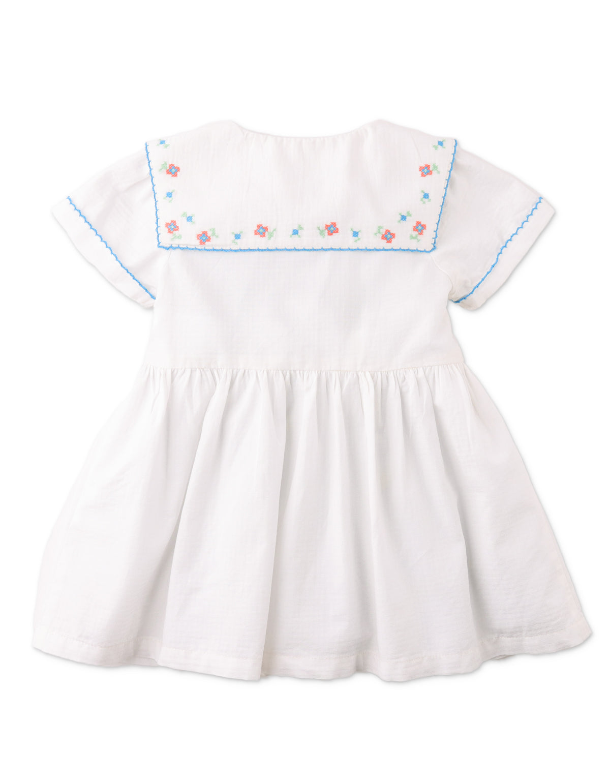 BABY GIRLS BIANCA DRESS WITH EMBROIDERY ON COLLAR