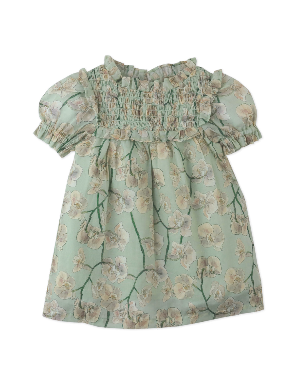 BABY GIRLS IRINA DRESS ASTER  WITH SMOCKED BODICE