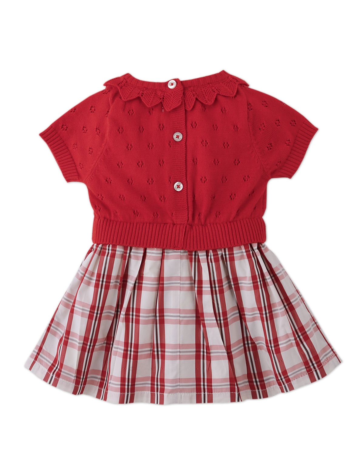 BABY GIRLS BECKY BODICE DRESS WITH CHECKED TAFETTA BOTTOM