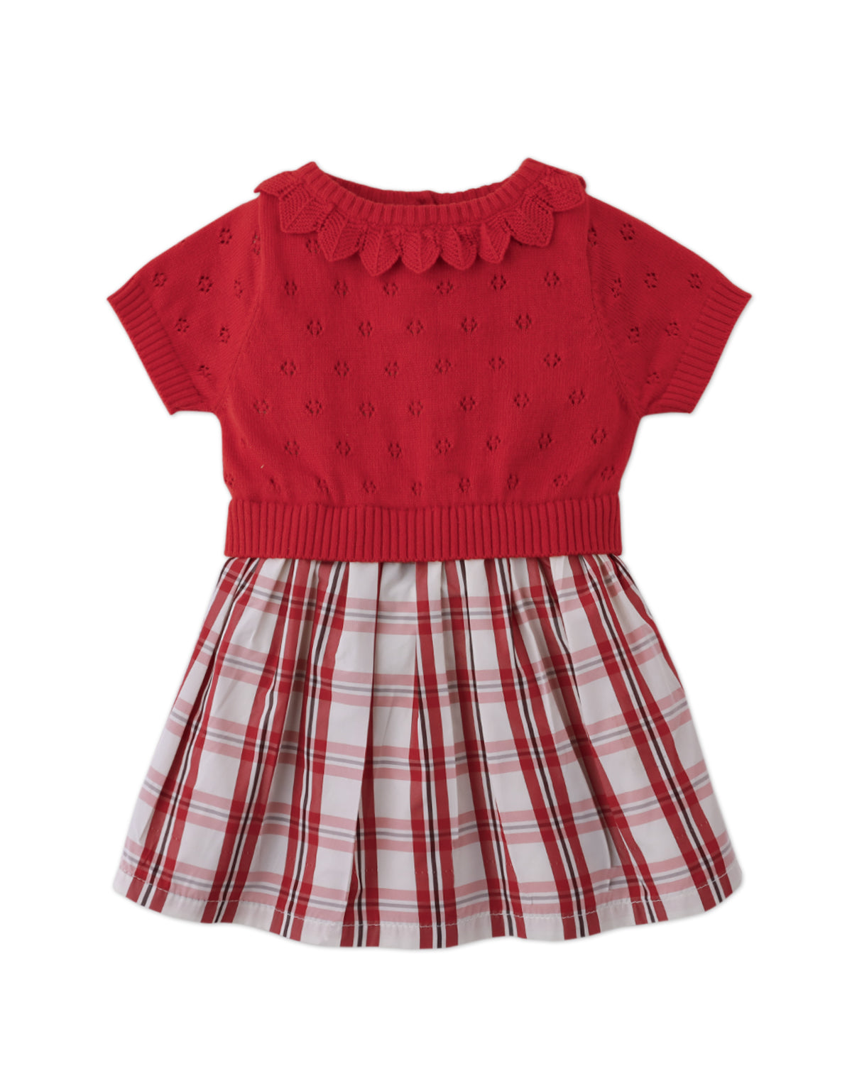 BABY GIRLS BECKY BODICE DRESS WITH CHECKED TAFETTA BOTTOM