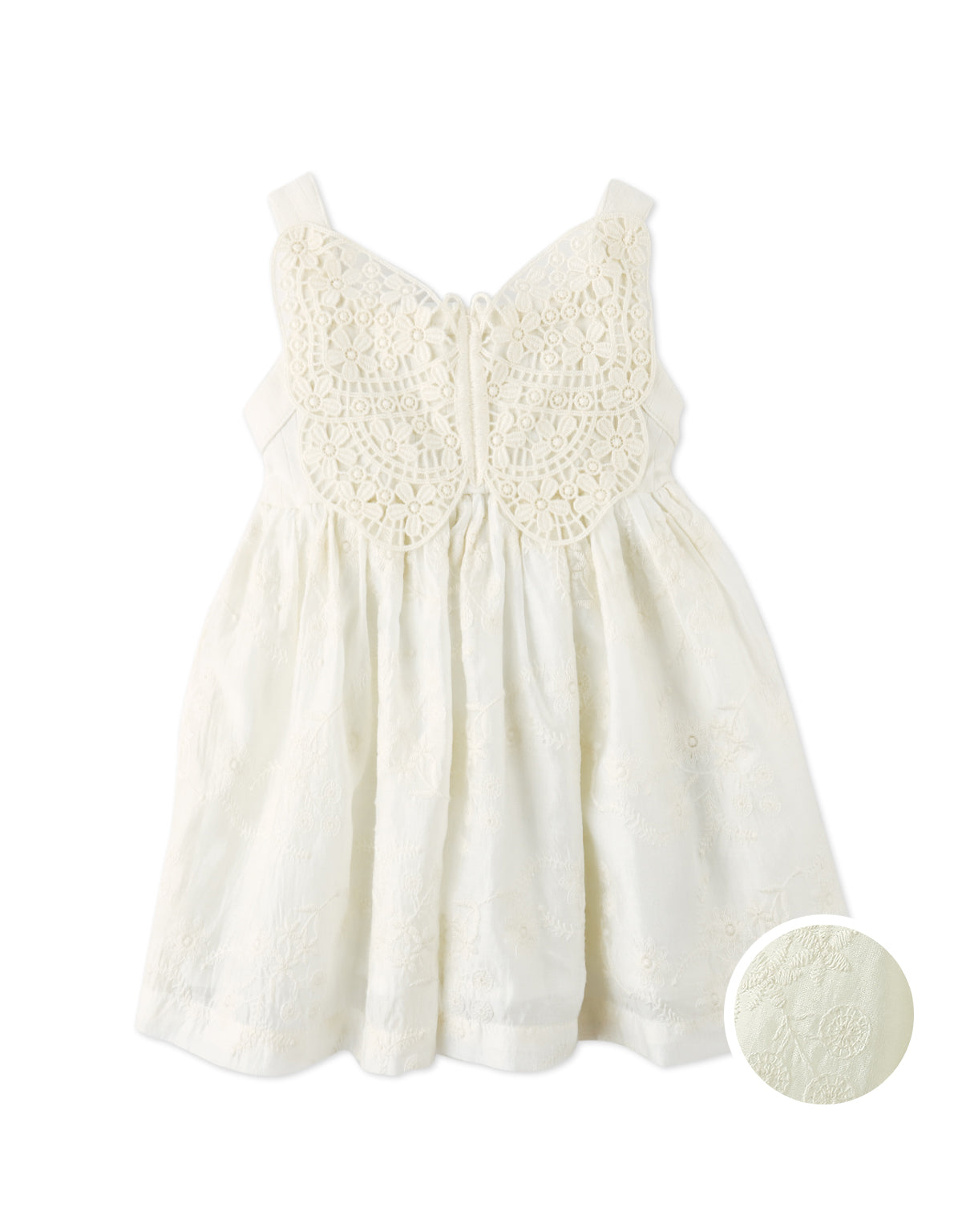 Baby Gabrielle Eyelet Dress with Crochet Butterfly Appliqué