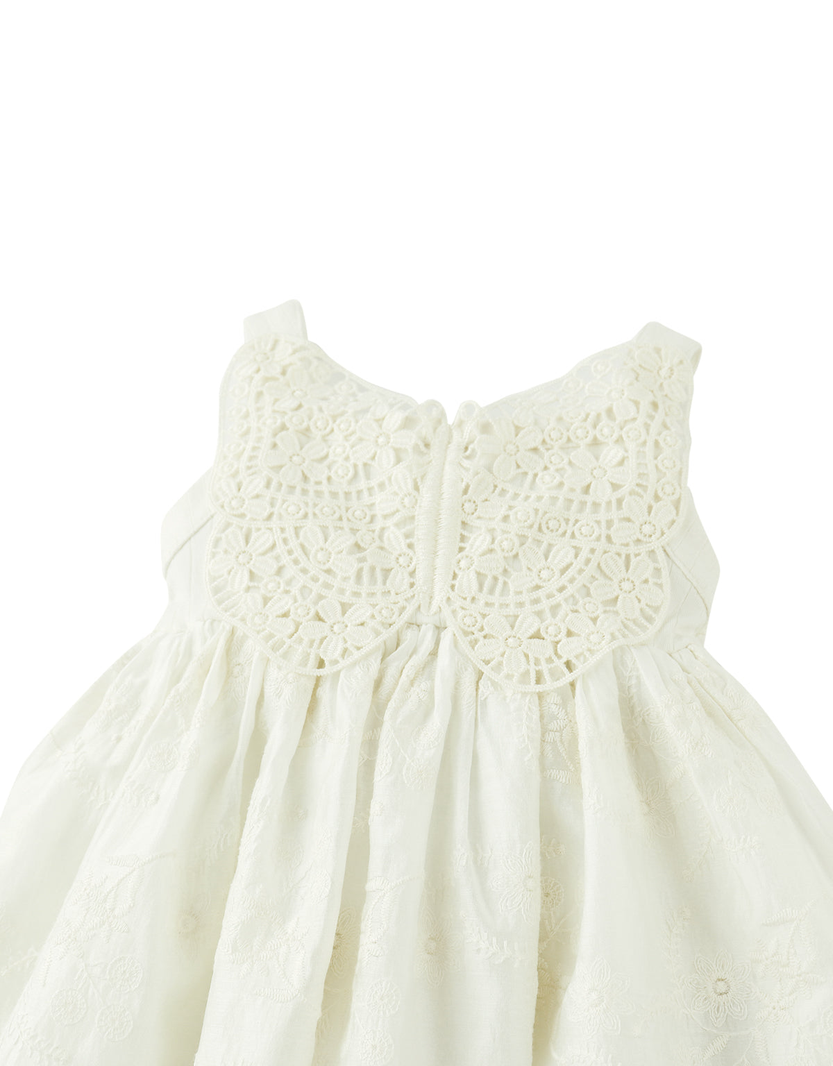 Baby Gabrielle Eyelet Dress with Crochet Butterfly Appliqué close-up detail