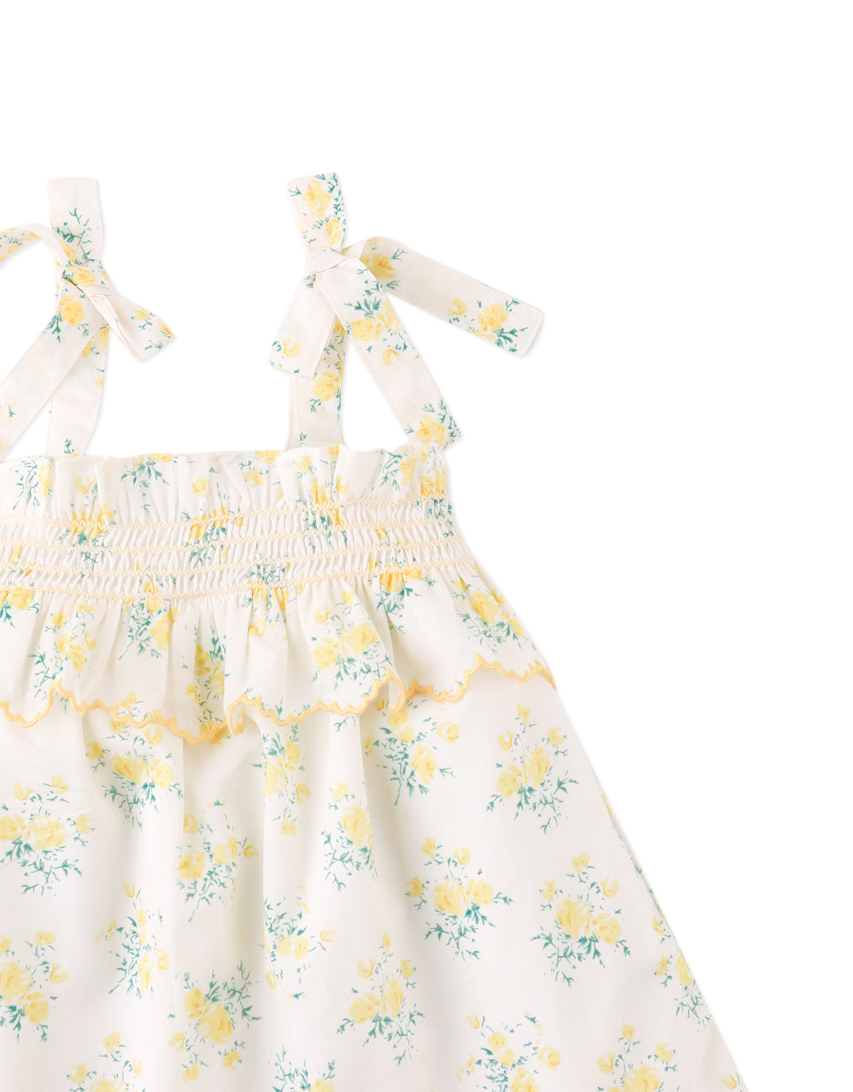 Baby Katie Embroidered Tiered Dress with Tie Straps close-up detail