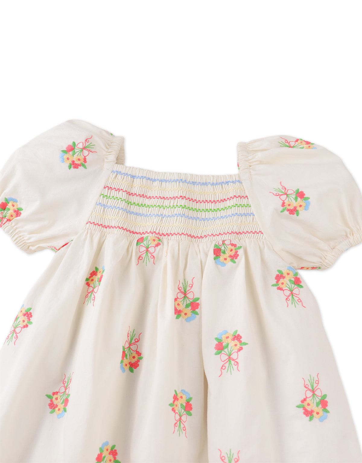 Baby Gigi Embroidered Dress with Puff Sleeves