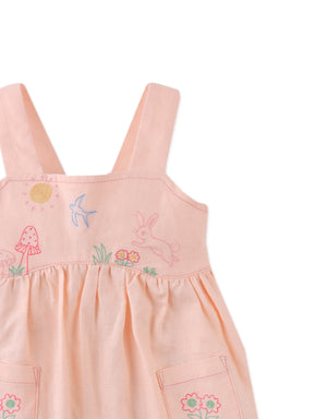 Baby Kayla Apron Dress with Bunny Embroidery close-up detail