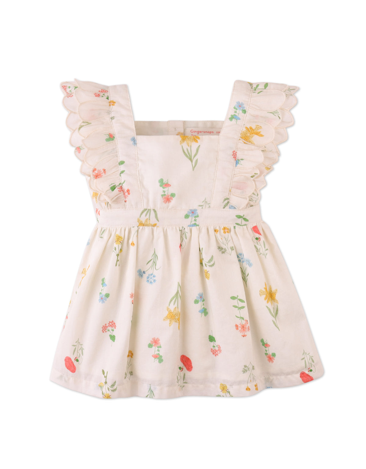 Baby Chisa Dress with Embroidered Petal Ruffle Sleeves